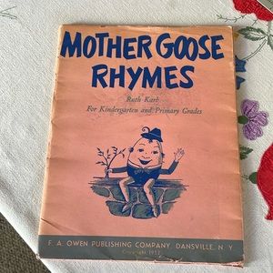 Vintage nursery/childs room wall decor, Mother Goose Rhymes, artist Ruth Karb